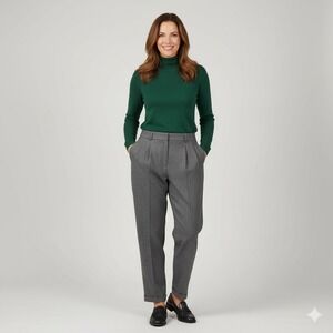 Giorgio Sant Angelo 100% Pure Wool Gray Pinstripe Pleated Trousers Pants Size 14